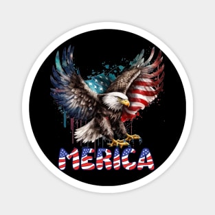 Vintage 4th Of July Merica Patriotic USA Flag Bald Eagle Magnet